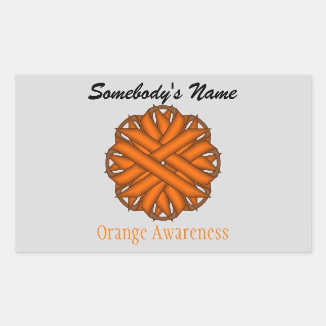 Orange Flower Ribbon by Kenneth Yoncich Rectangular Sticker (Front)