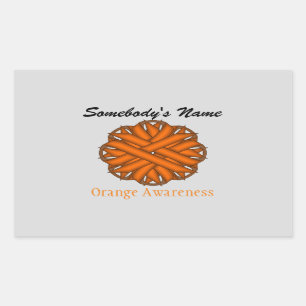 Orange Flower Ribbon by Kenneth Yoncich Rectangular Sticker