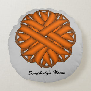 Orange Flower Ribbon by Kenneth Yoncich Round Cushion