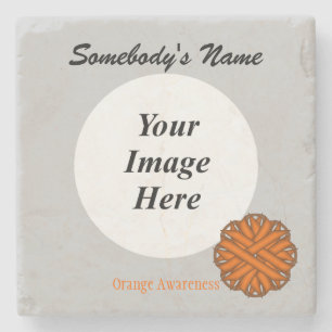 Orange Flower Ribbon by Kenneth Yoncich Stone Coaster