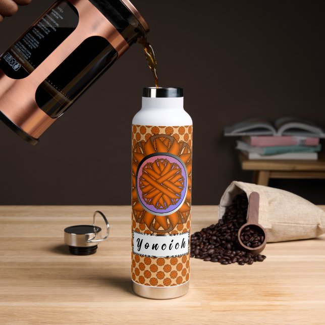 Orange Flower Ribbon by Kenneth Yoncich Water Bottle (Coffee)
