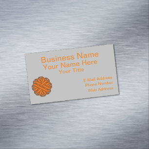 Orange Flower Ribbon Magnetic Business Card