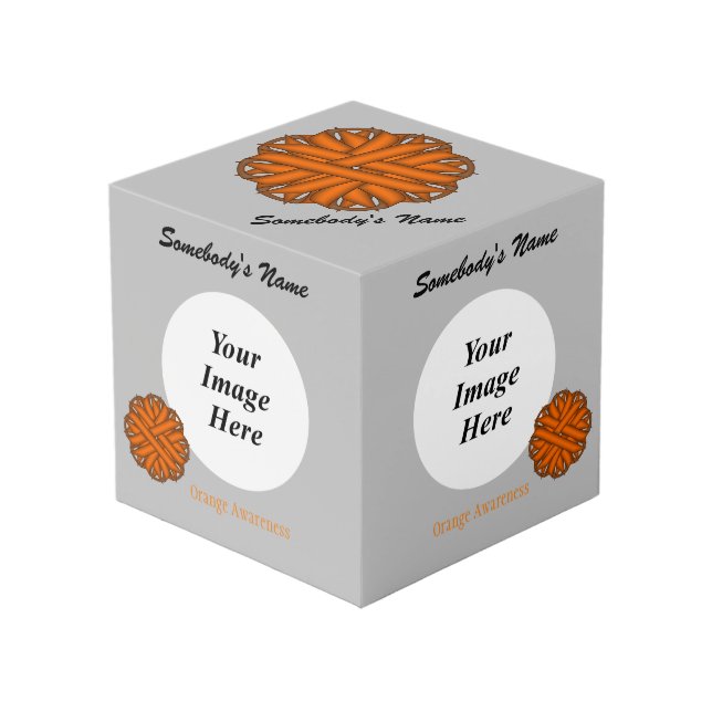 Orange Flower Ribbon Template by Kenneth Yoncich Cube (Front Angled)