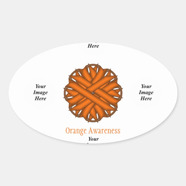 Orange Flower Ribbon Template by Kenneth Yoncich Oval Sticker (Front)