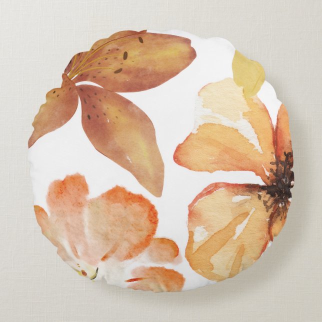Orange flower round cushion (Front)