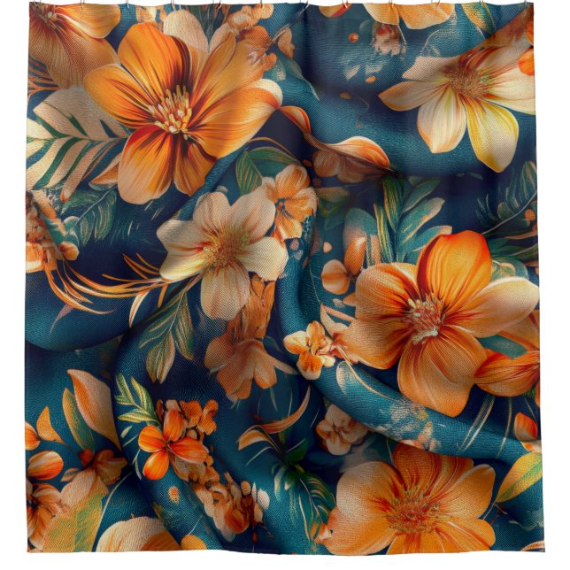 Orange Flower Shower Curtain (Front)