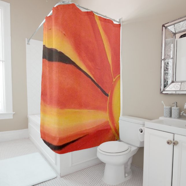 Orange Flower Shower Curtain (In Situ)