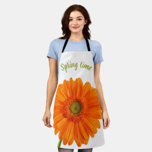 Orange flower spring time kitchen photo with text apron