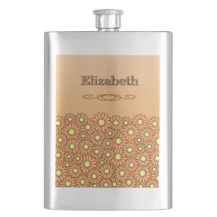 Orange Flower Stainless Steel Flask