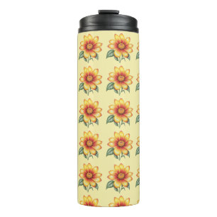 Orange Flower Thermal Tumbler