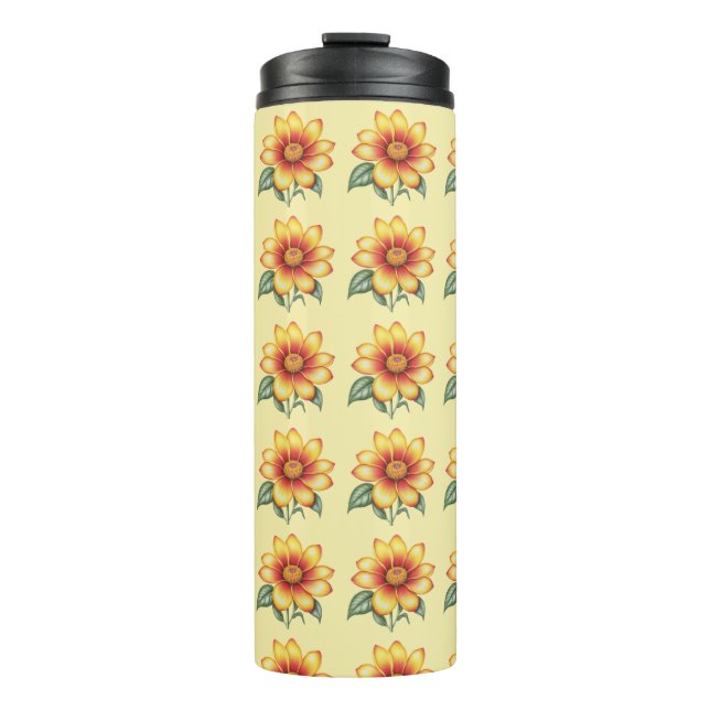 Orange Flower Thermal Tumbler (Front)
