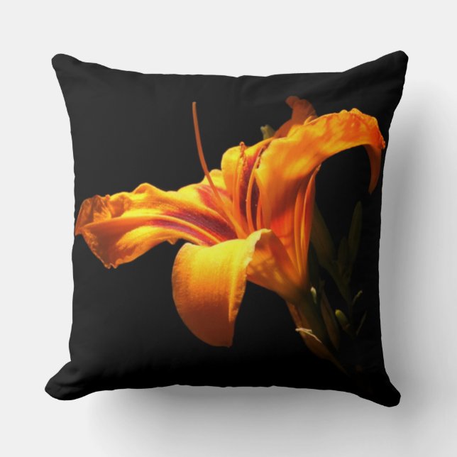 Orange Flower Throw Pillow (Front)