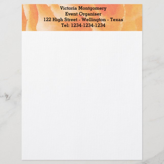 Orange Flower Watercolor Letterhead (Front)