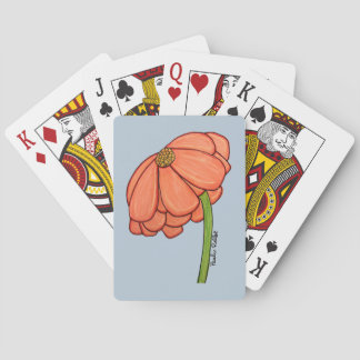 Orange Flower with Blue background Playing Cards