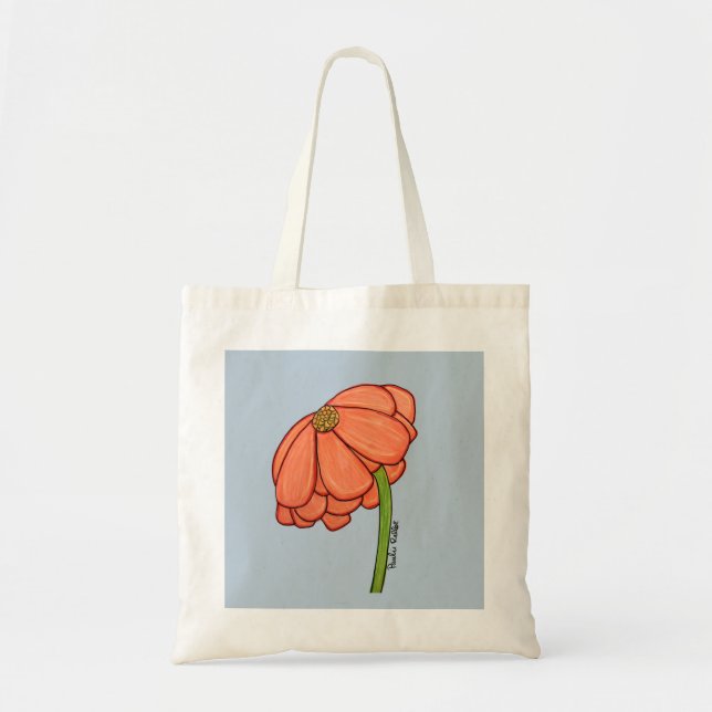 Orange Flower with Blue background Tote Bag (Front)