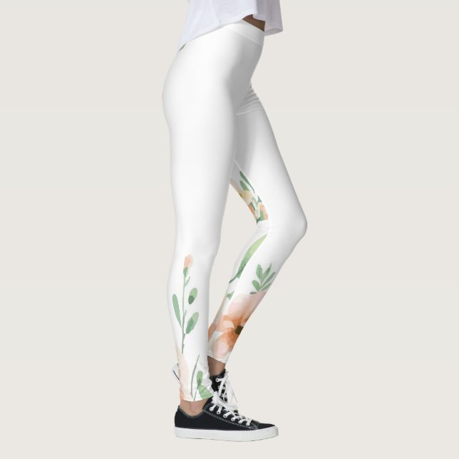 Orange Flower with Green Stems Leggings (Right)