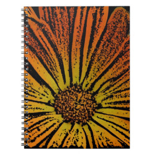 Orange Flower Woodcut Notebook