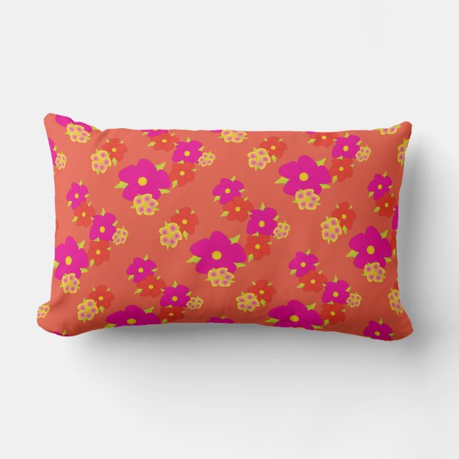 Orange Flowered Pillow (Front)