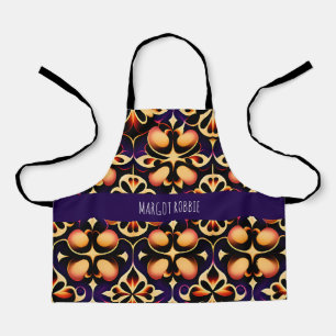 Orange Flowers 3V Drops Floral Pattern Apron