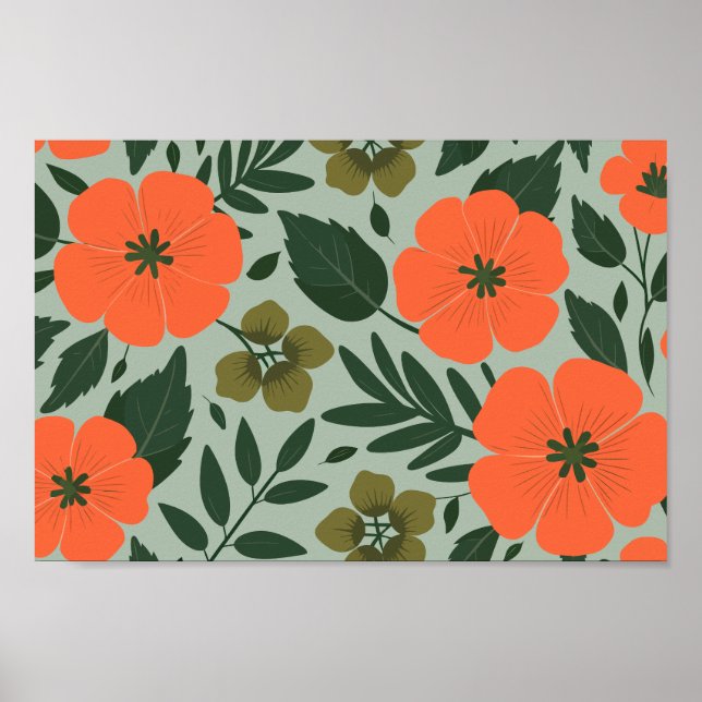 Orange Flowers and Green Leaves  Poster (Front)