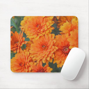 Orange Flowers Autumn Floral Season Mouse Pad