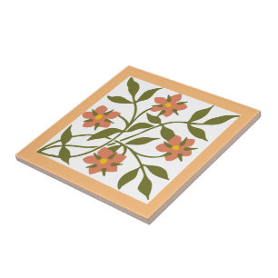 ORANGE FLOWERS CERAMIC TILE