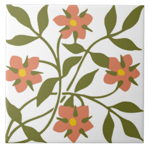 ORANGE FLOWERS CERAMIC TILE