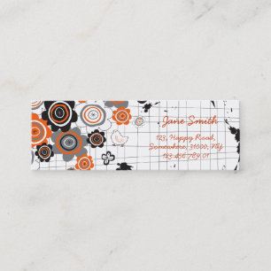 Orange Flowers Chicks Grunge Ink Blots Doodles Kid Mini Business Card