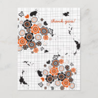 Orange Flowers Chicks Grunge Ink Blots Doodles Kid