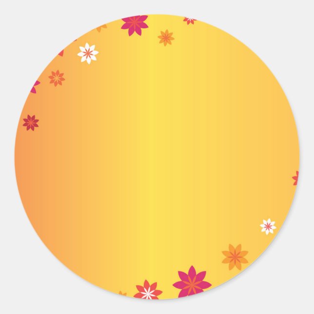 Orange Flowers Classic Round Sticker (Front)