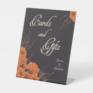 Orange Flowers Elegant Cards & Gifts Wedding  Pedestal Sign