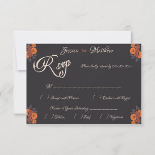 Orange Flowers Elegant Formal RSVP card