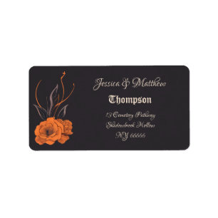 Orange Flowers Elegant Minimalistic Wedding  Label