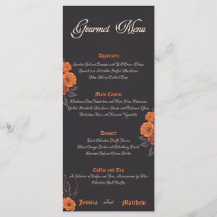 Orange flowers elegant simple gourmet menu