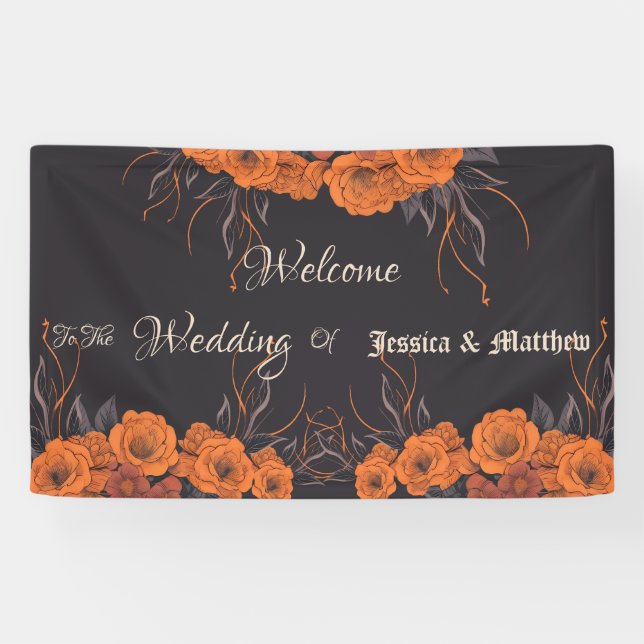 Orange Flowers Elegant Wedding Banner (Horizontal)