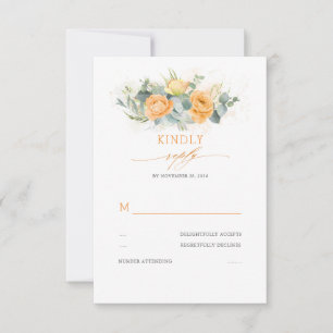 Orange Flowers Elegant Wedding RSVP Card