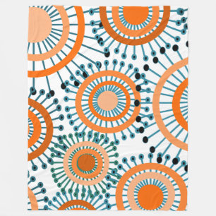 Orange Flowers  Fleece Blanket