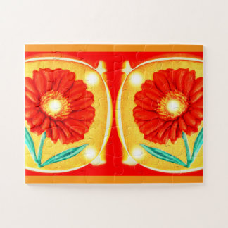 Orange flowers floral art jigsaw puzzle