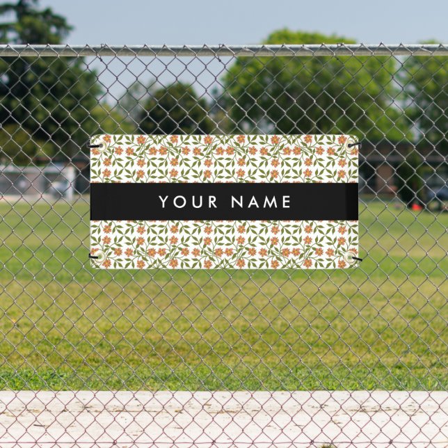 Orange Flowers, Floral Pattern, Boho, Your Name Banner (Insitu)