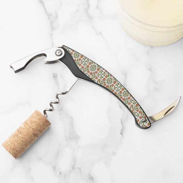 Orange Flowers, Floral Pattern, Greenery, Boho Corkscrew (Front)