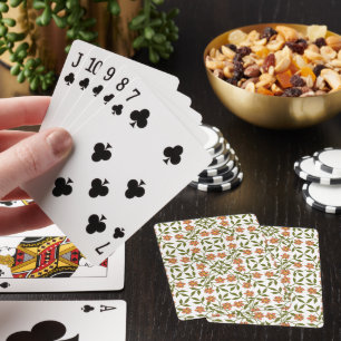 Orange Flowers, Floral Pattern, Greenery, Boho Playing Cards
