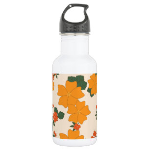 Orange Flowers, Floral Pattern, Pattern Of Flowers 532 Ml Water Bottle