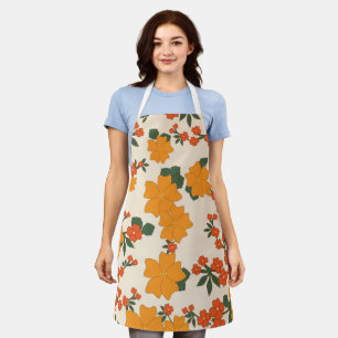 Orange Flowers, Floral Pattern, Pattern Of Flowers Apron