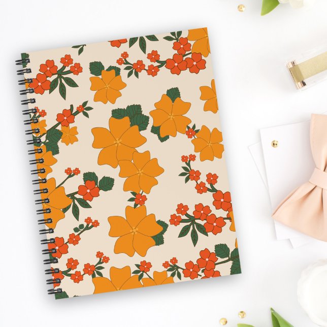 Orange Flowers, Floral Pattern, Pattern Of Flowers Planner (Creator Uploaded)