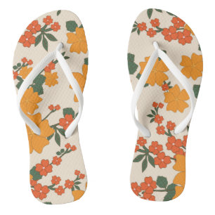 Orange Flowers, Floral Pattern, Pattern Of Flowers Thongs