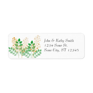 Orange Flowers Green Leaves Address Return Address Label