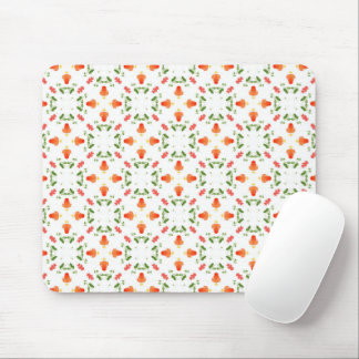 Orange flowers green leaves pattern mouse pad