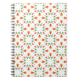 Orange flowers green leaves pattern notebook