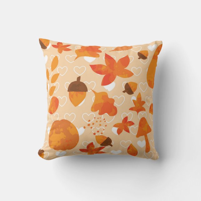Orange Flowers: Hand Doodle Pattern. Cushion (Front)