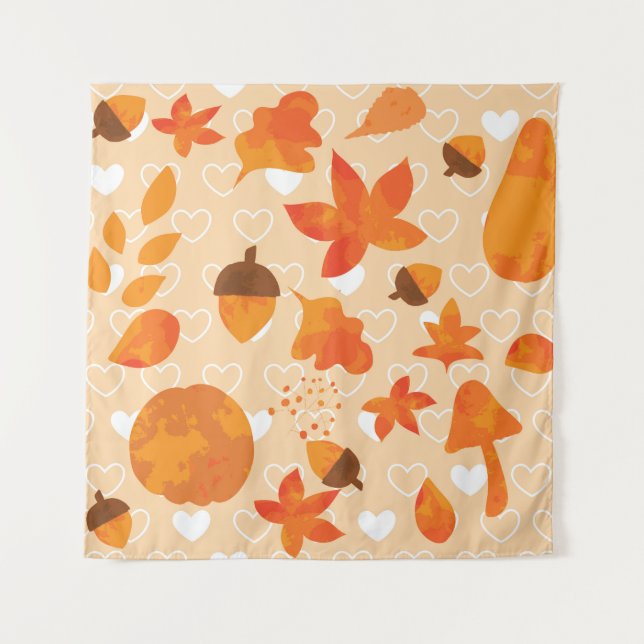 Orange Flowers: Hand Doodle Pattern. Tapestry (Front)